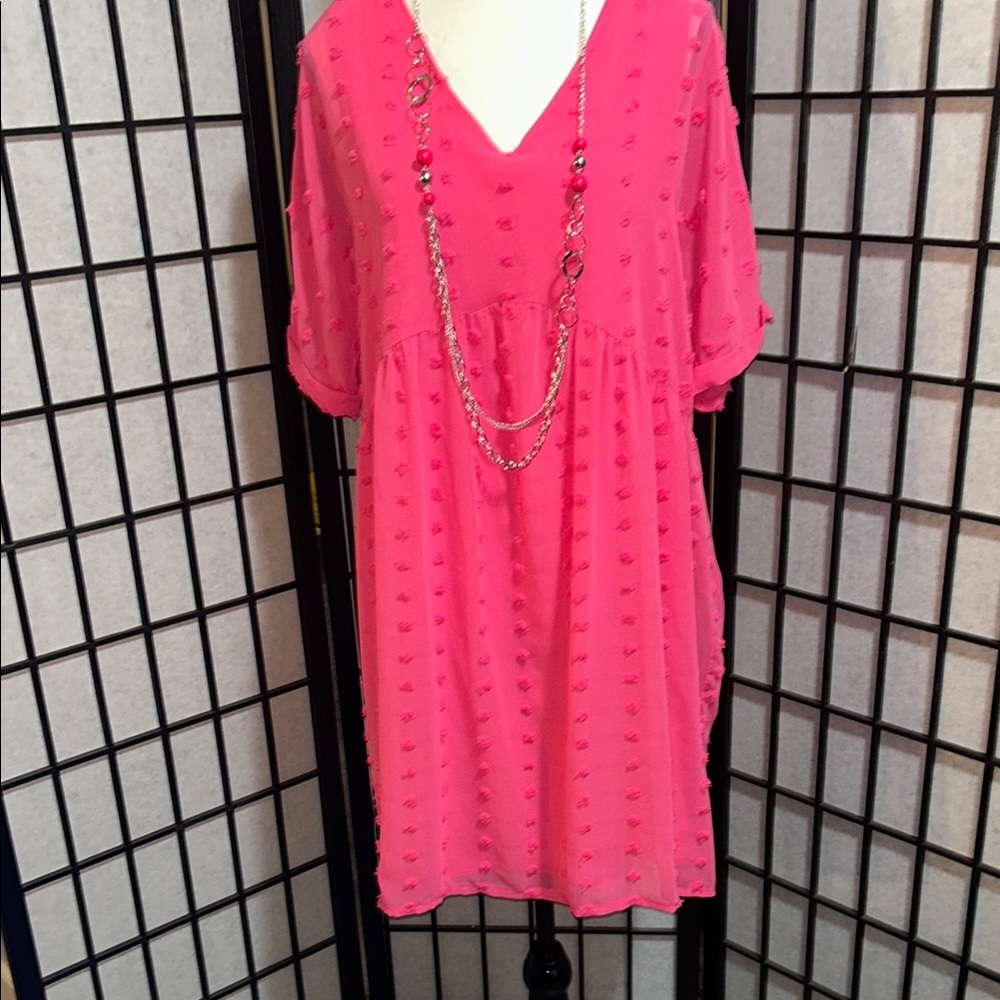 🦋Zenana Outfitters Dreamy Swiss Dot Fushsia Sundress 5/25$